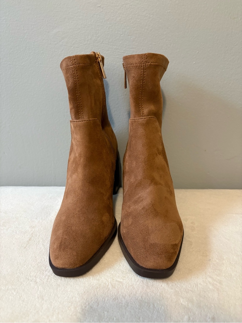 Anne Klein Suede Ankle Booties with Side Zip